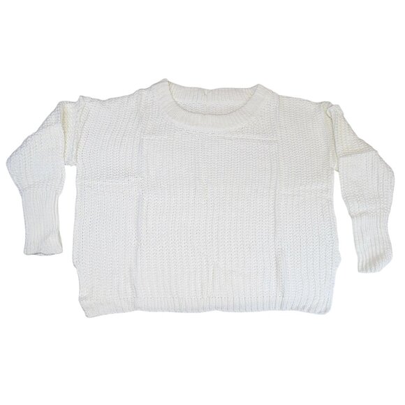 Womens Sweater Wide Neck Ultra White Knit Drop Shoulder Large New In Bag - Picture 1 of 8